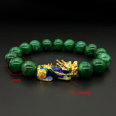 Thermochromic 12mm Green Chalcedony Warm Color Mascot Bracelet