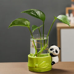 Panda-shaped Ceramic Aqua Plant Vase for Office Desk