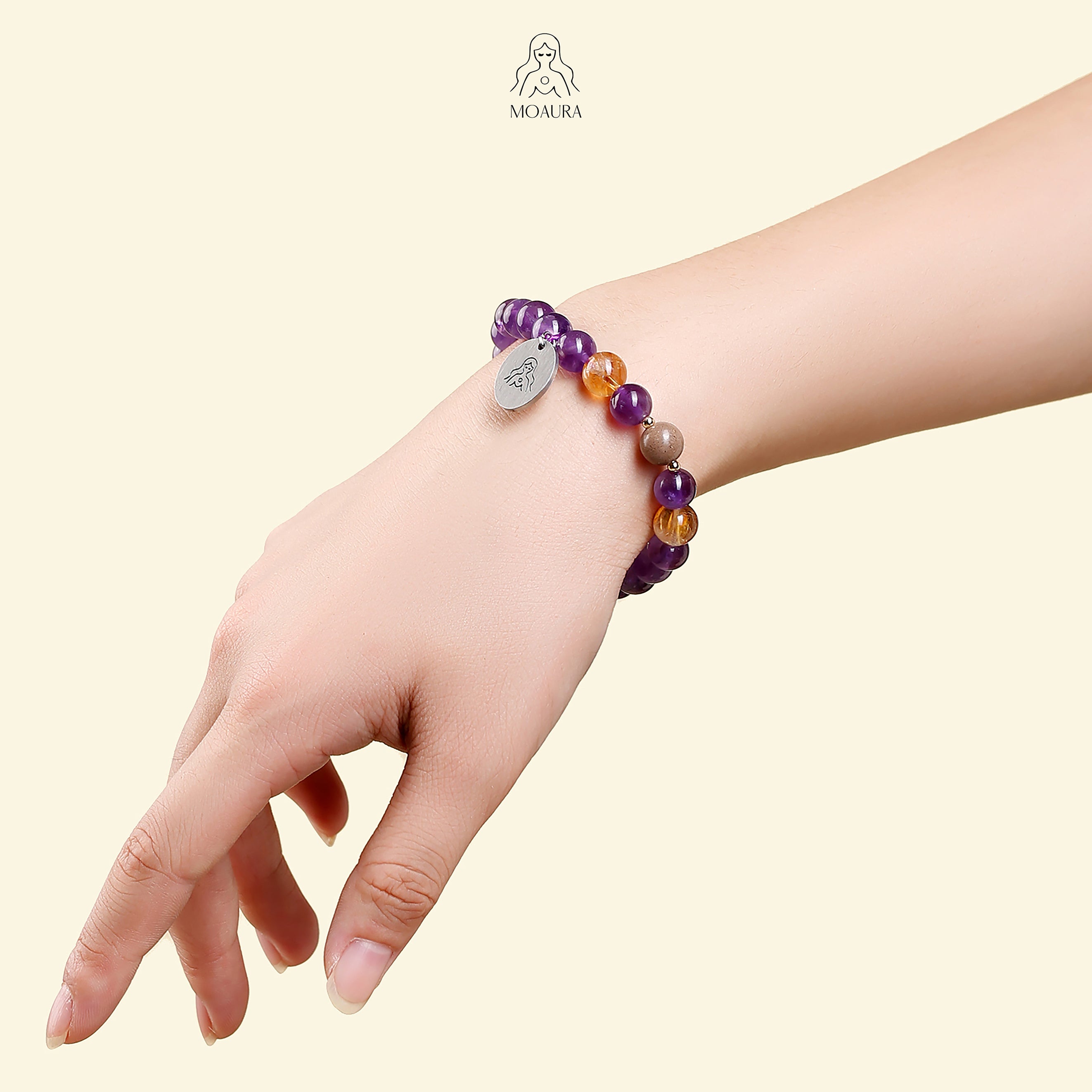 Aromatic Single Metal Element & Amethyst Bracelet Fengshui Bracelet