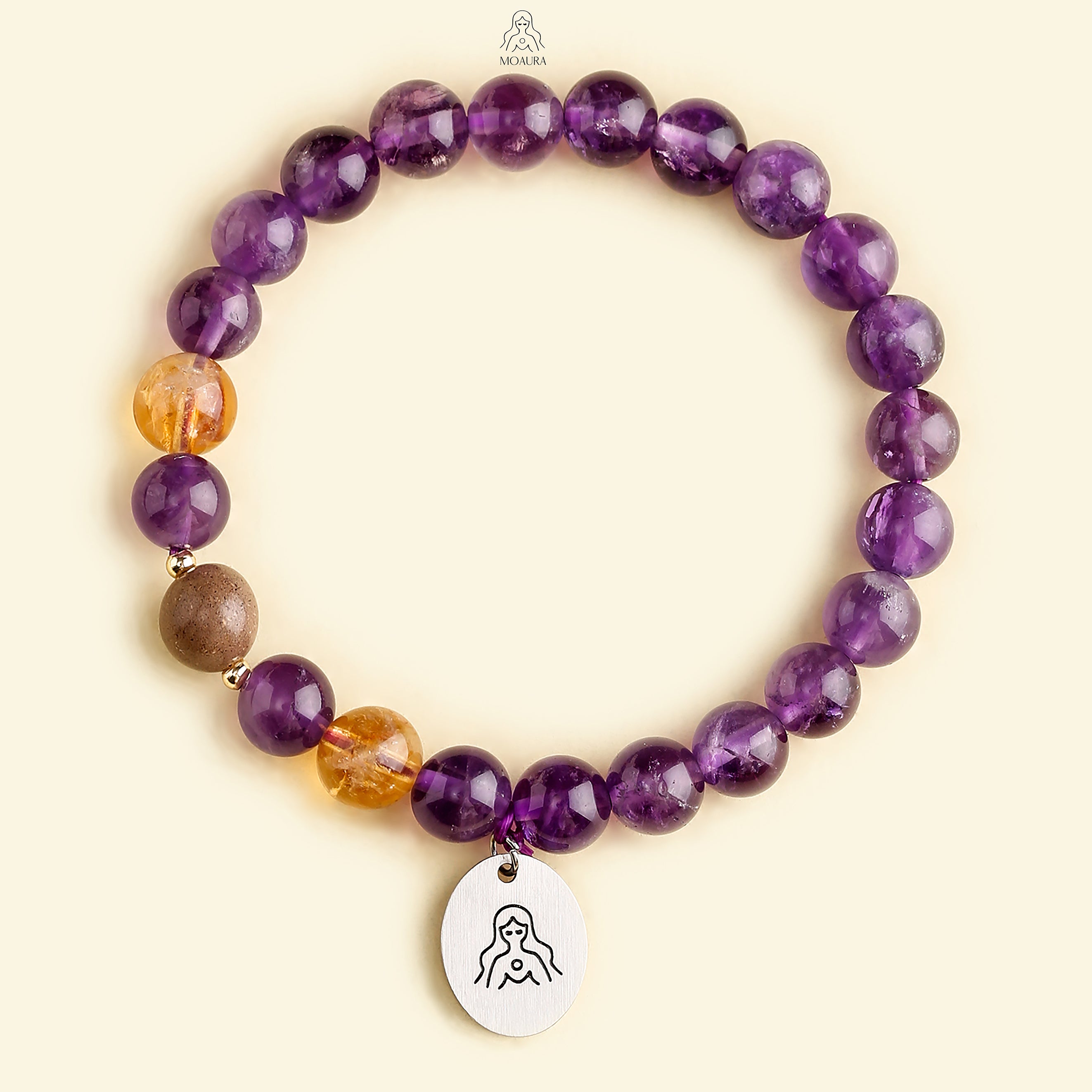 Aromatic Single Metal Element & Amethyst Bracelet Fengshui Bracelet