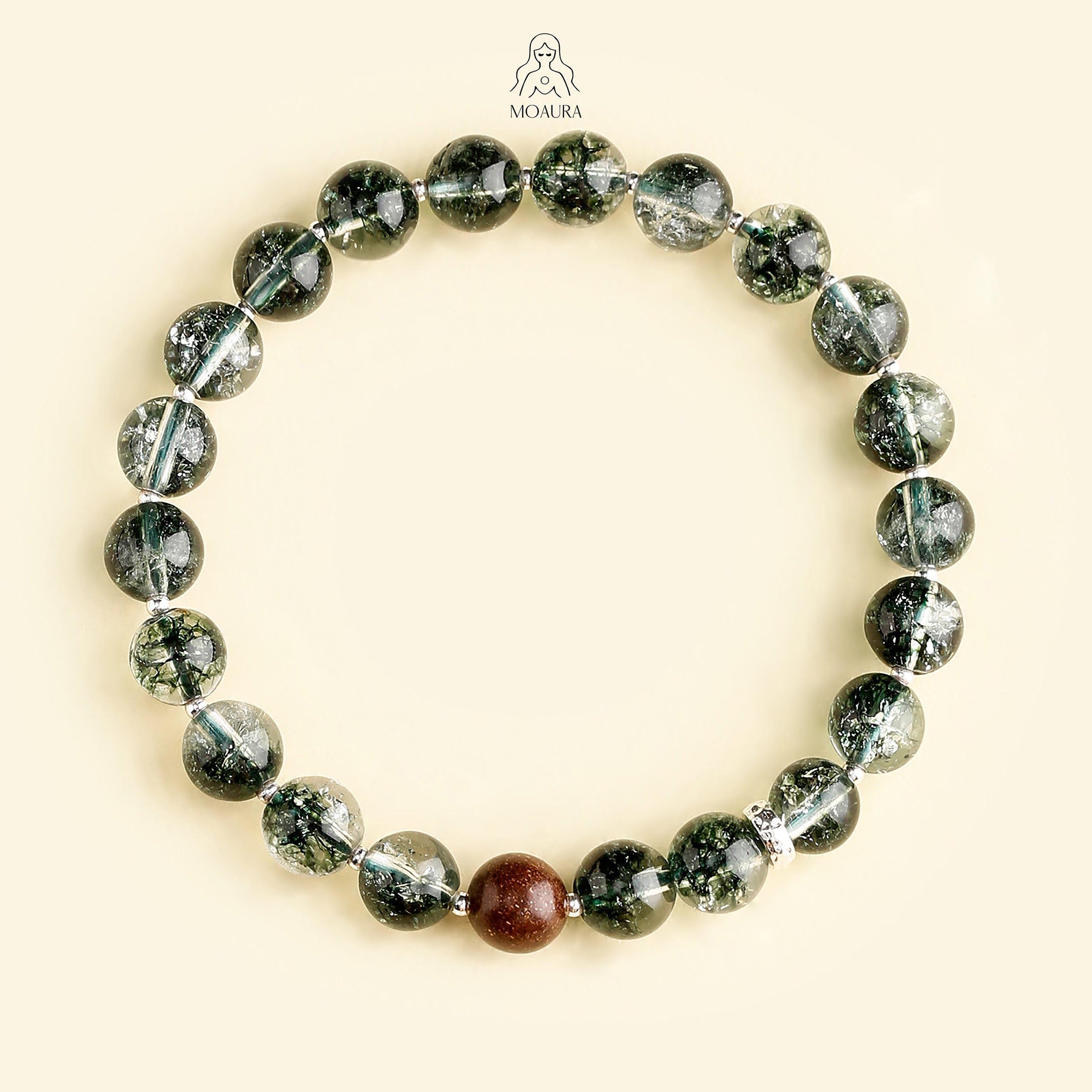 Aromatic Single Earth Element & Green Phantom Crystal Bracelet Fengshui Bracelet