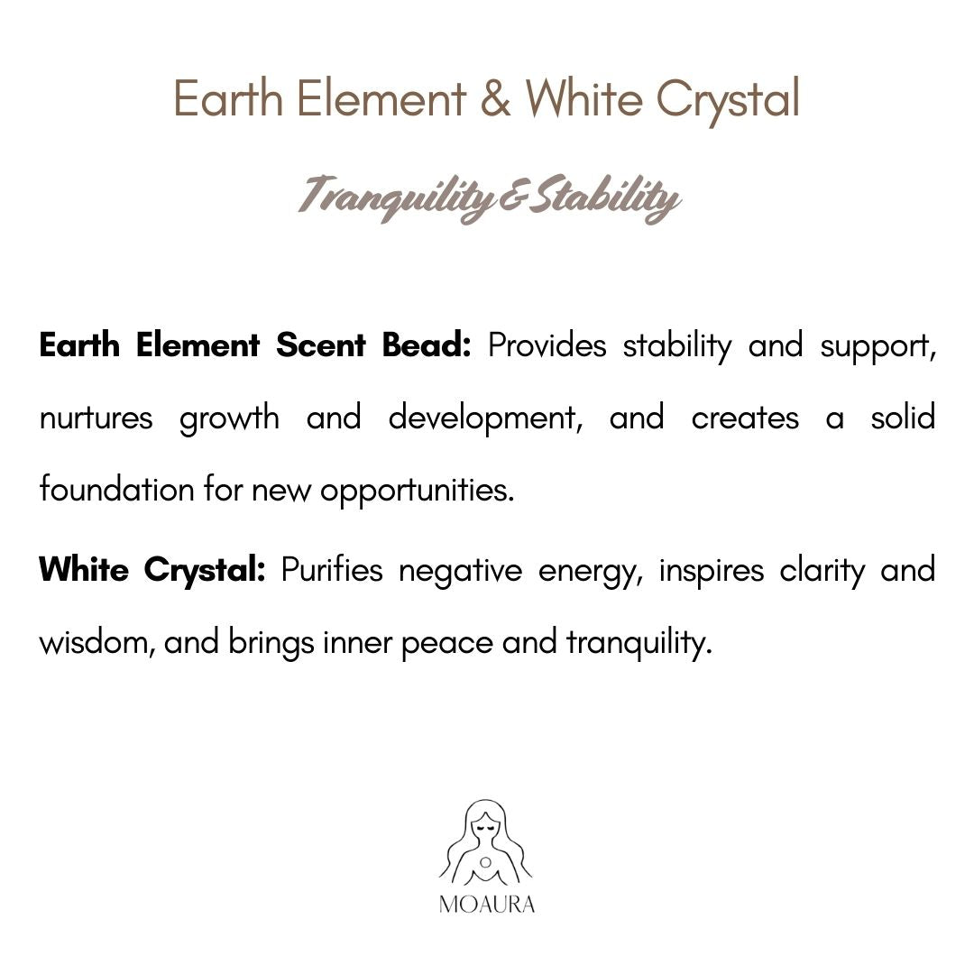 Aromatic Earth Element & White Crystal Bracelet Fengshui Yinyang Bracelet