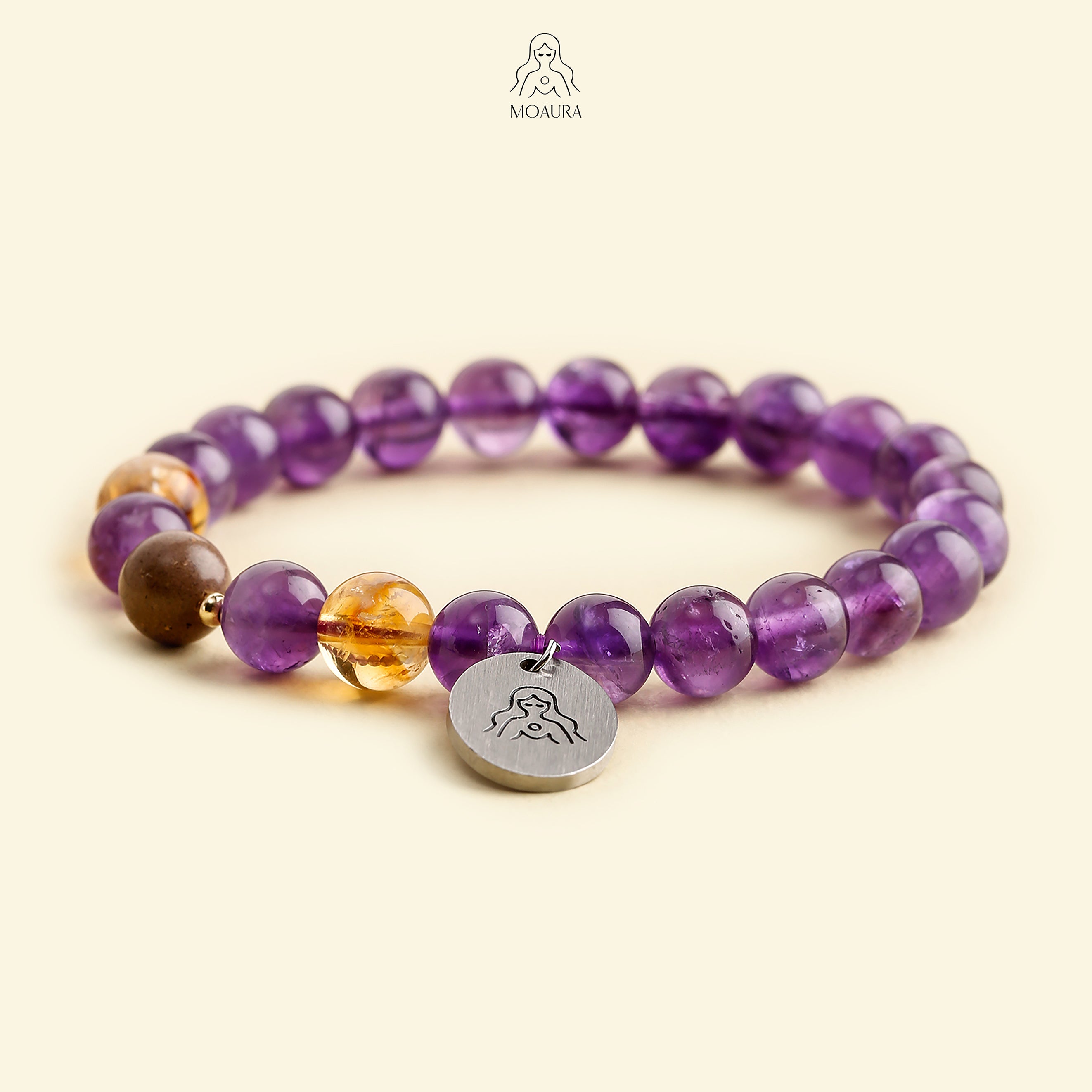 Aromatic Single Metal Element & Amethyst Bracelet Fengshui Bracelet