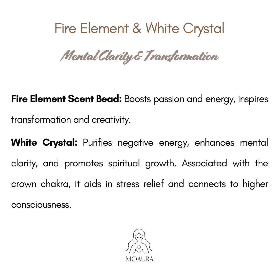 Aromatic Fire Element & White Crystal Bracelet Fengshui Yinyang Bracelet