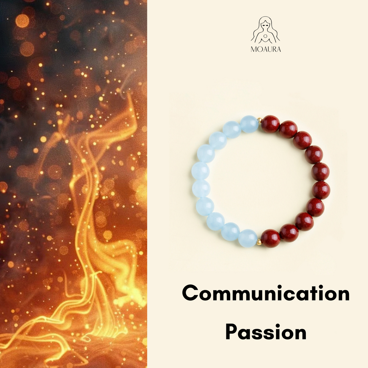 Aromatic Fire Element & Blue Crystal Bracelet Fengshui Yinyang Bracelet