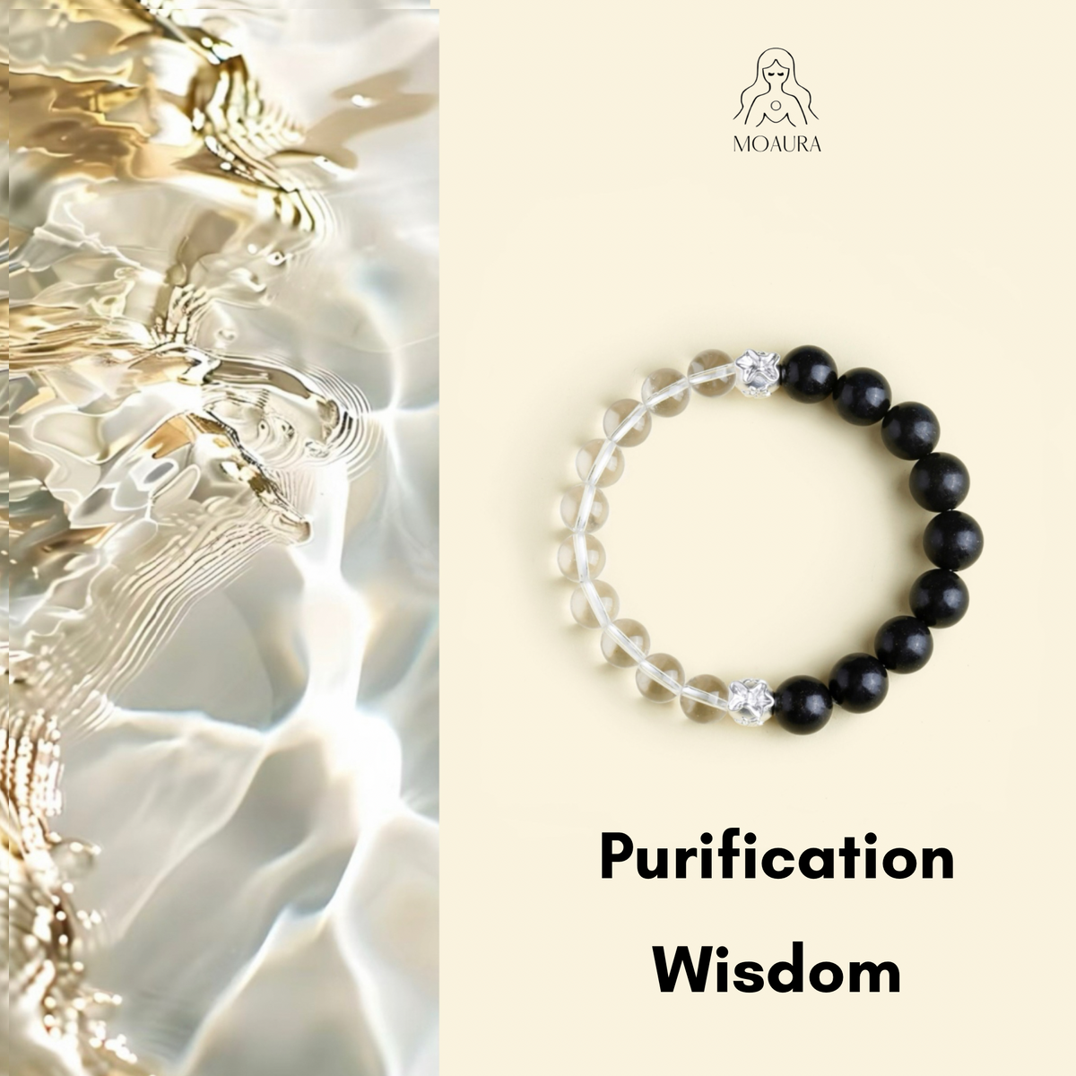 Aromatic Water Element & White Crystal Bracelet Fengshui Yinyang Bracelet