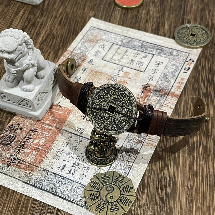 Mountain Ghost Coin Cowhide Energy Bracelet